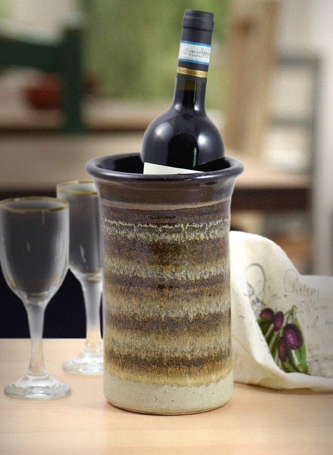 Modern Artisans American Made Stoneware Pottery Countertop Utensil Holder Jar in Mocha Cream - Image 5